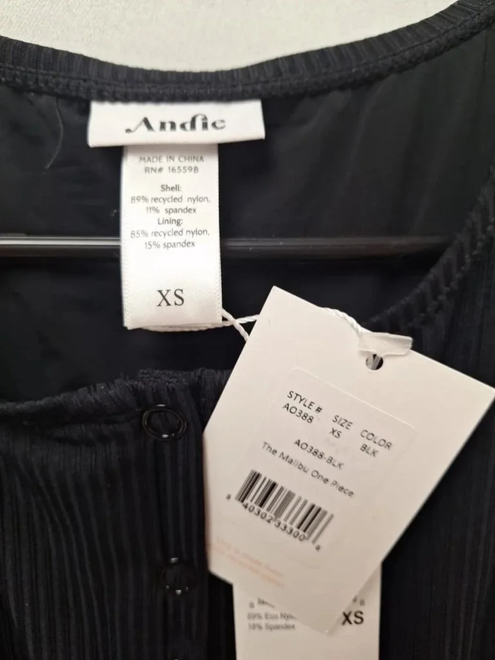 Ladies Andie Black One Piece Swimsuit Size XS ORG $120 NWT (RackD5)